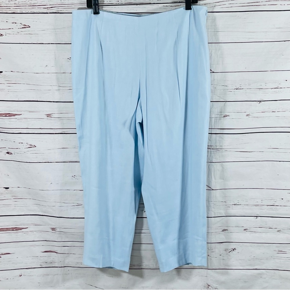 Vintage‎ Talbots Petite Women’s Capris Pants Linen Blend Blue Side Zipper Sz 16P